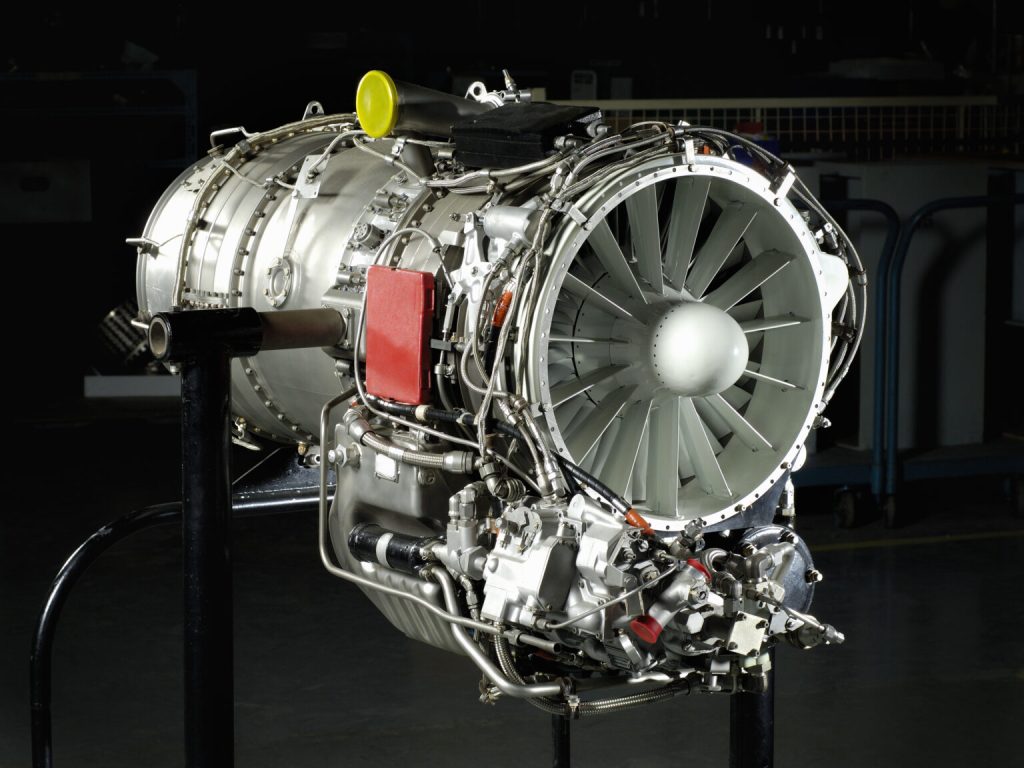 Gas turbine van een vliegtuig